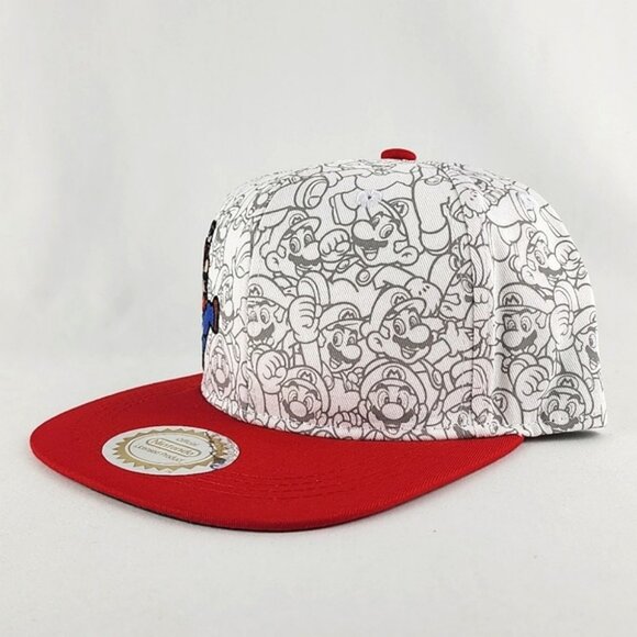 Nintendo Super Mario Snapback Adjustable Hat Cap Red White OS Fits Most - Picture 5 of 16